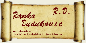 Ranko Duduković vizit kartica